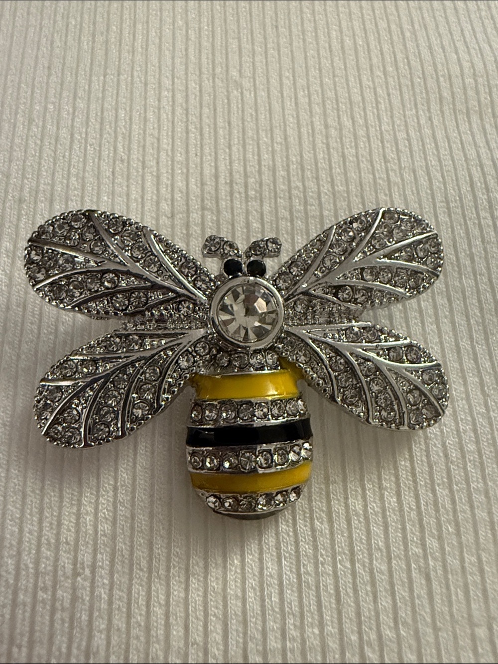 Sparkling Bee Brooch - Yellow and Silver